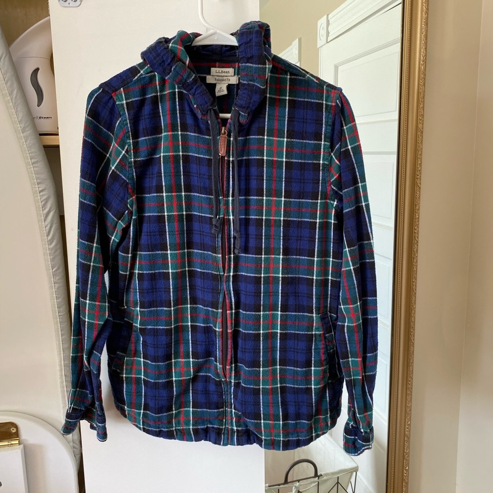 Womens LLBean relaxed fit full zip flannel shirt